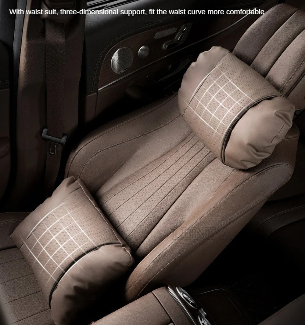 Nappa Leather Car Neck & Lumbar Support Pillow - Ergonomic Headrest and Waist Cushion for Volvo XC Series - Delicate Leather