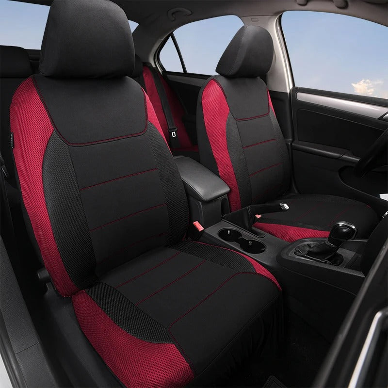 Full Set Car Seat Covers – Polyester Sandwich Material, Universal Fit for 5-Seater Vehicles, Airbag Compatible, for Car - Delicate Leather