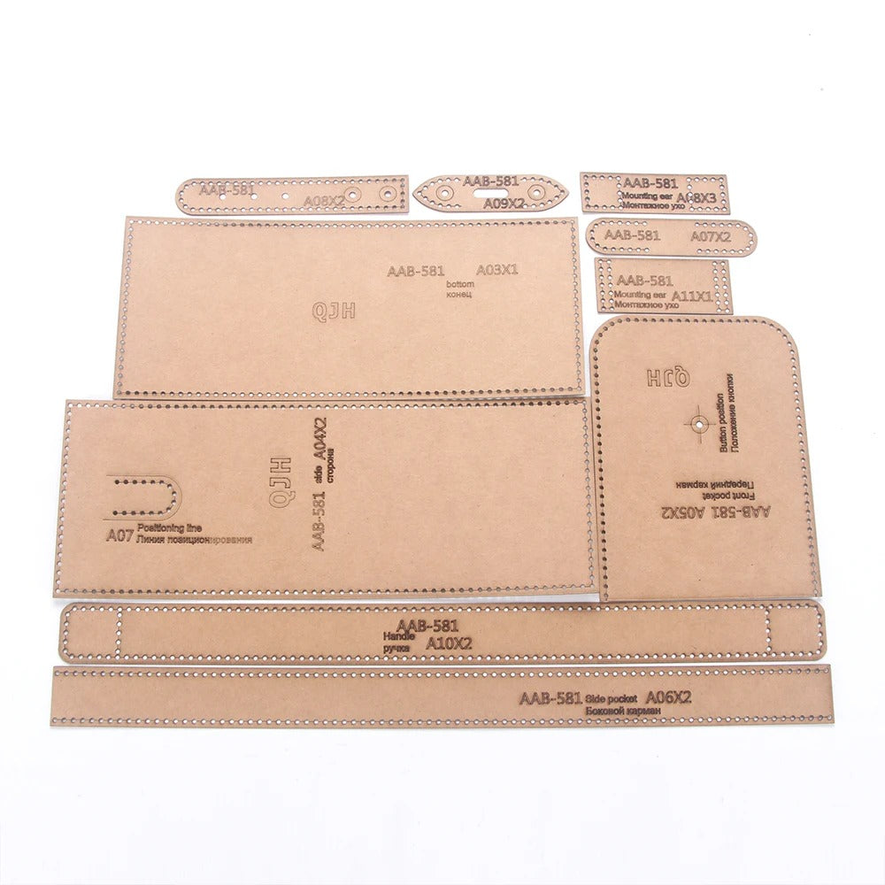 DIY Acrylic & Kraft Paper Pattern for Backpack & Messenger Bag – Handmade Leather Craft Template - Delicate Leather