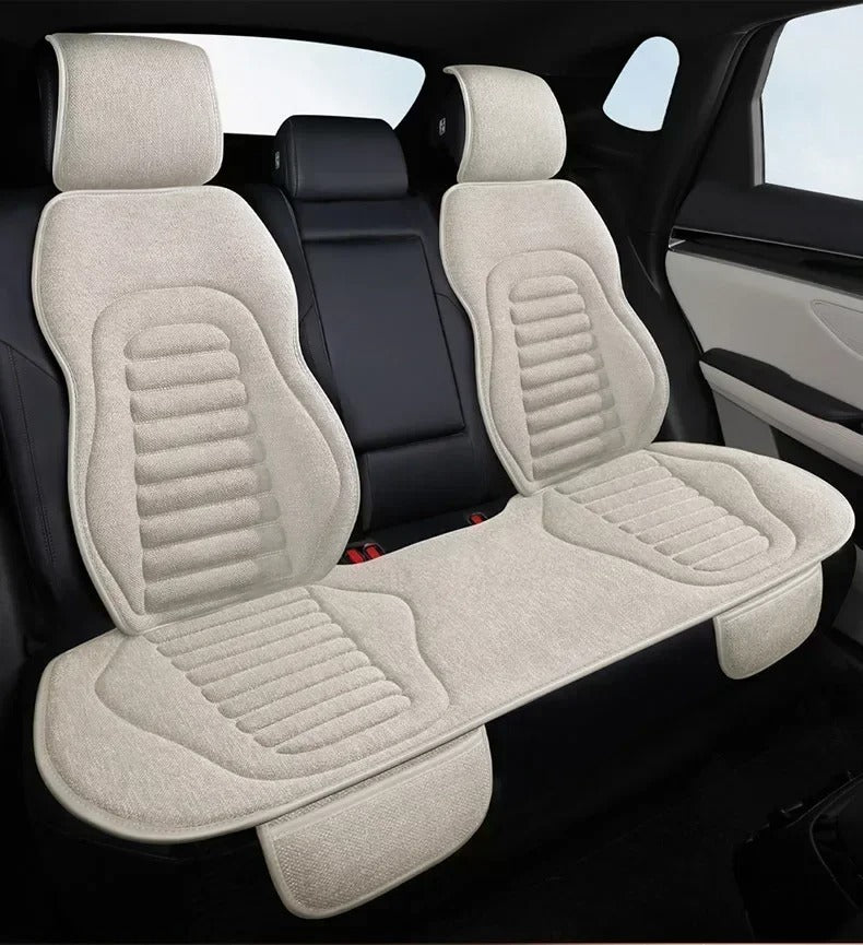Universal Flax Car Seat Covers – Breathable Four-Season Linen Seat Protectors | Anti-Slip, Eco-Friendly, Semi-Wrap Design for Cars, SUVs, MPVs - Delicate Leather