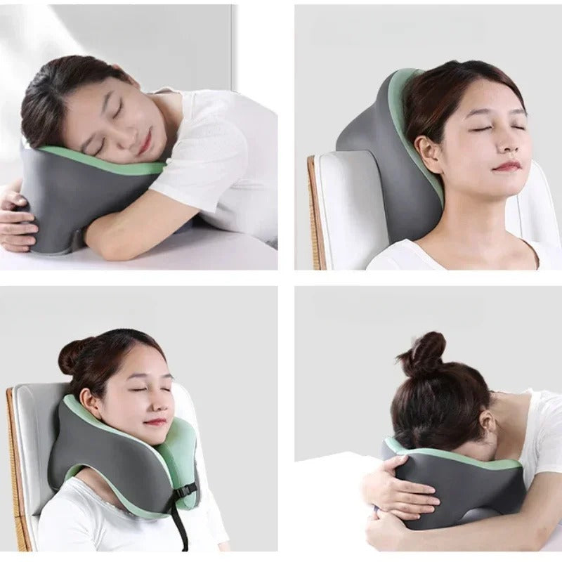 U-Shaped Memory Foam Nap Pillow – Portable Neck Pillow for Office, Travel, and Student Use - Delicate Leather