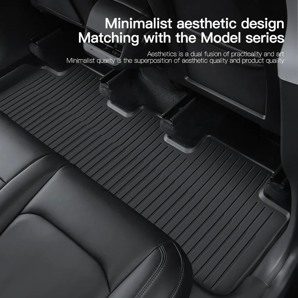 TPE Waterproof Non-Slip Floor Mats for Tesla Model 3/Y (2019-2024) - All-Weather Protection and Eco-Friendly Car Accessories - Delicate Leather