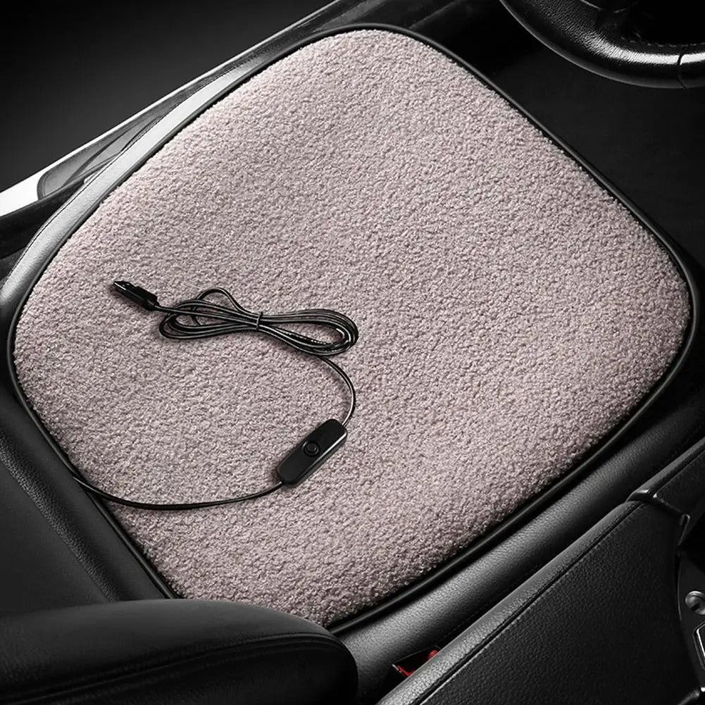 5V 12W USB Heated Seat Cushion – Winter Warmer Pad for Cars, Office, and Home - Delicate Leather