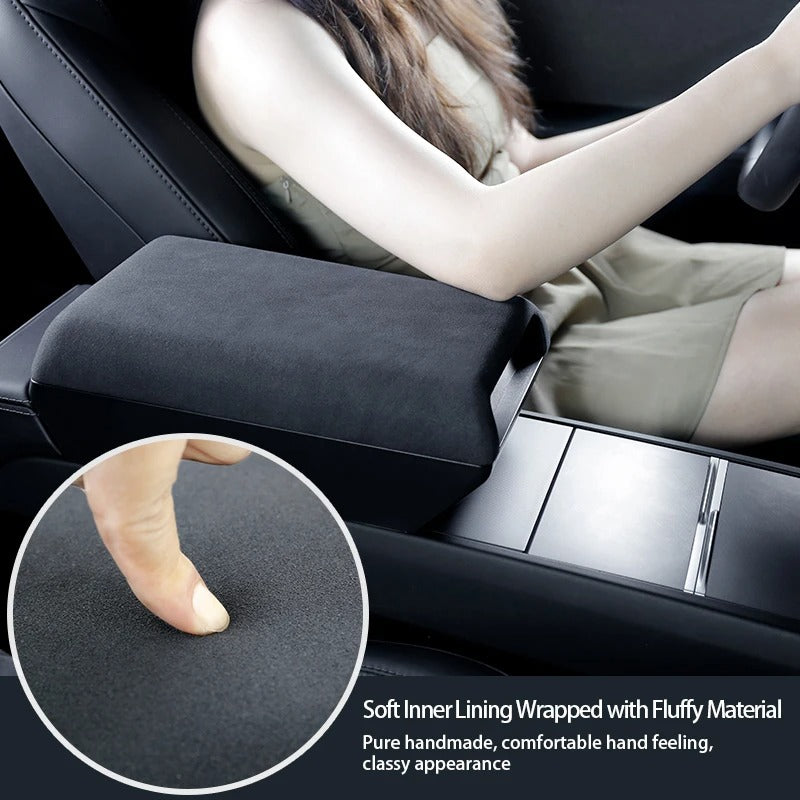Car Armrest Box Booster Storage Box – For Tesla Model Y & New Model 3 Highland 2024 - Delicate Leather