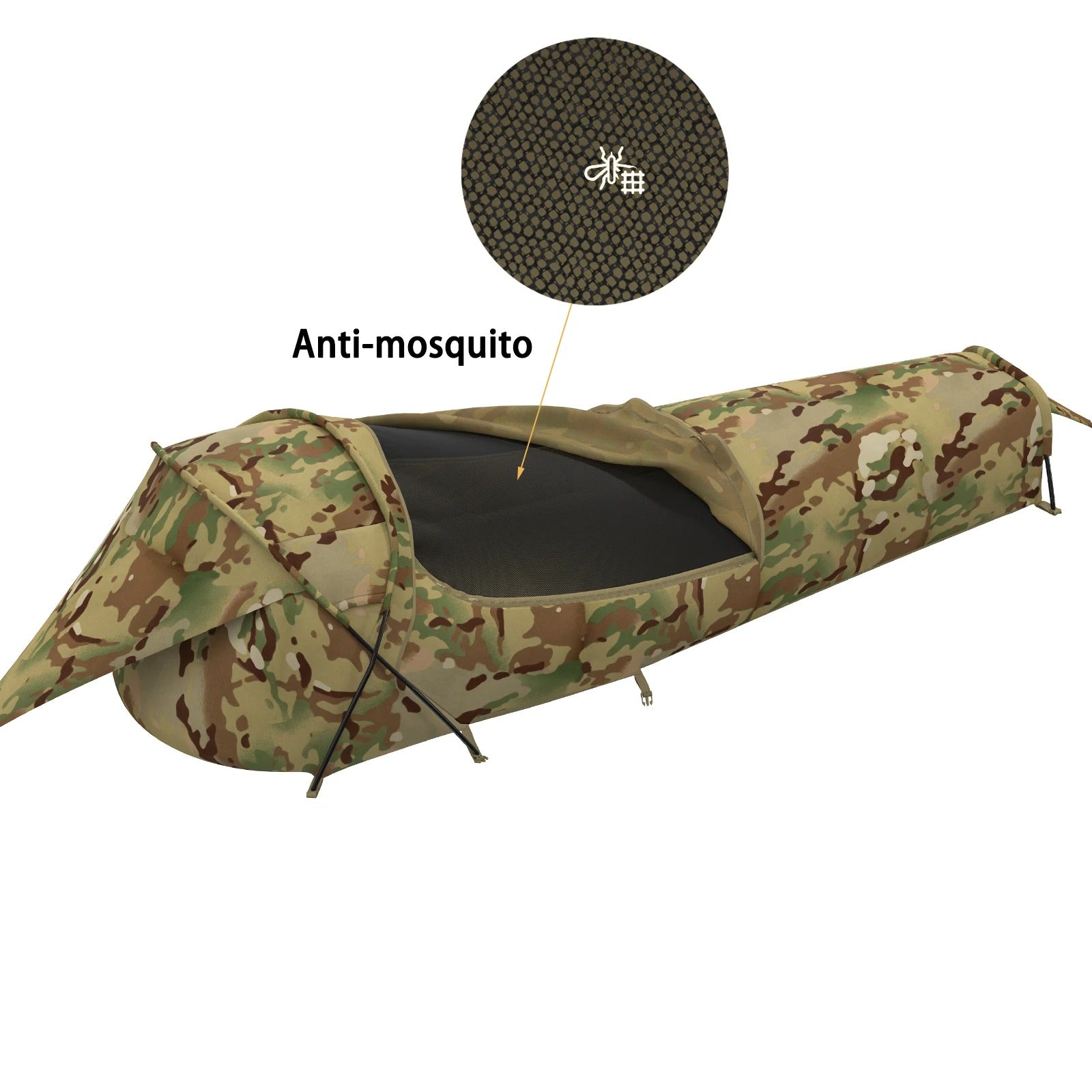 Military Hideaway Bivy Cover – Compact Single-Pole Hooped Tent for Modular Sleeping Bags - Delicate Leather