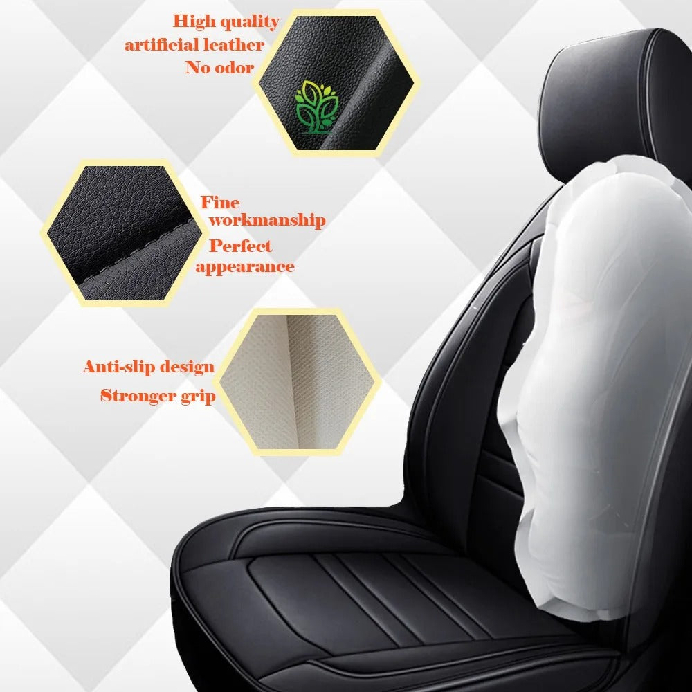 Premium Faux Leather Front Seat Covers - Universal Fit for Cars, Stylish and Protective - Delicate Leather