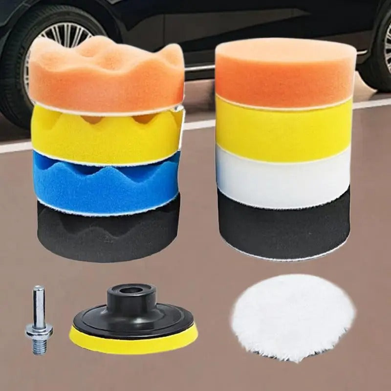 Car Polishing Pad Kit – Sponge & Wool Pads with Drill Adapter for Polishing, Sanding, and Waxing - Delicate Leather