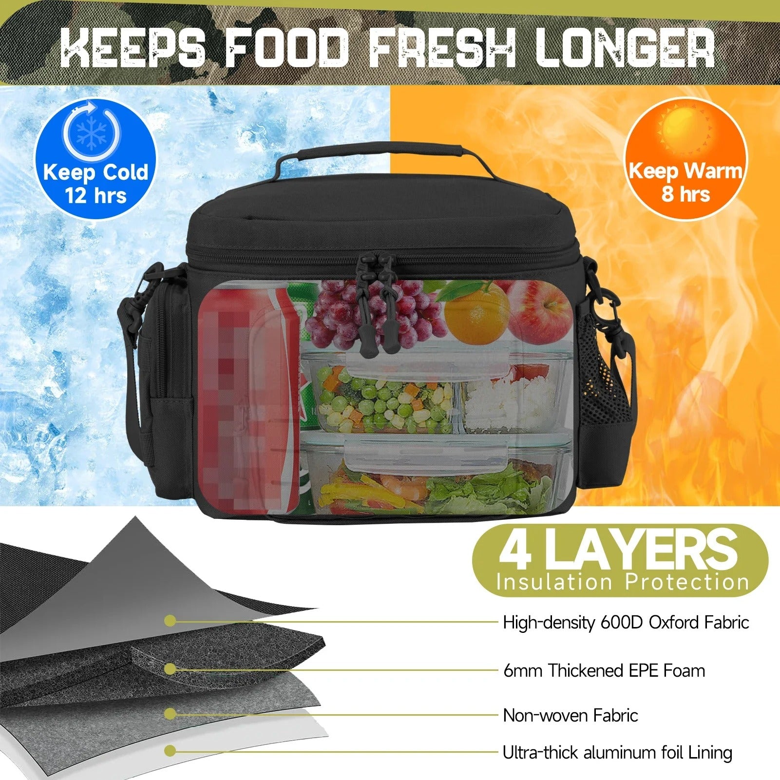 Tactical Heavy Duty Insulated Cooler Bag – Leakproof Lunch Box for Work, Camping, and Outdoor Adventures - Delicate Leather