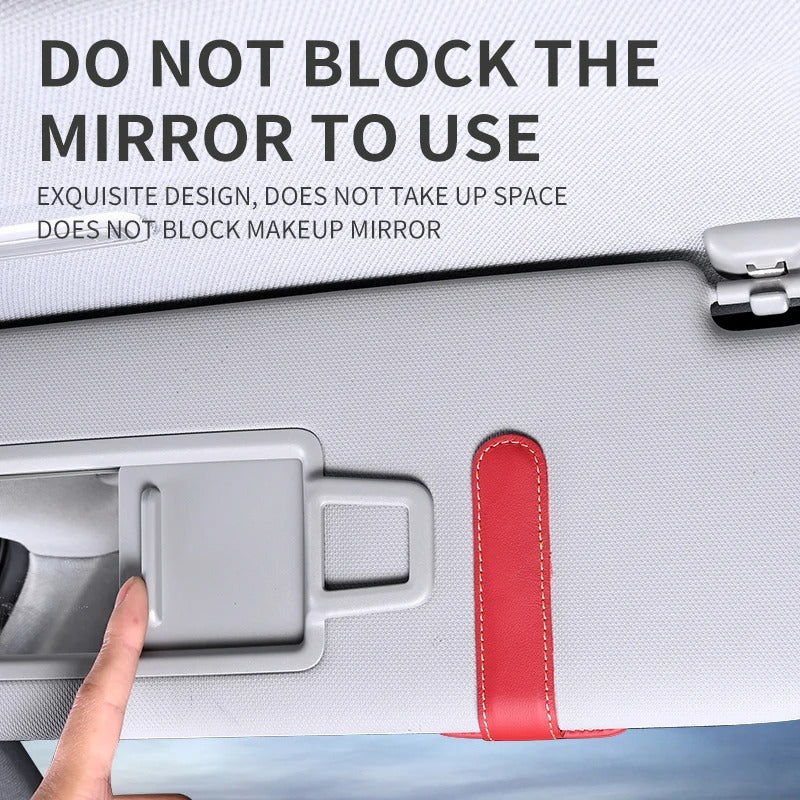 Car Glasses Clip – Leather Visor Sunglasses & Card Holder