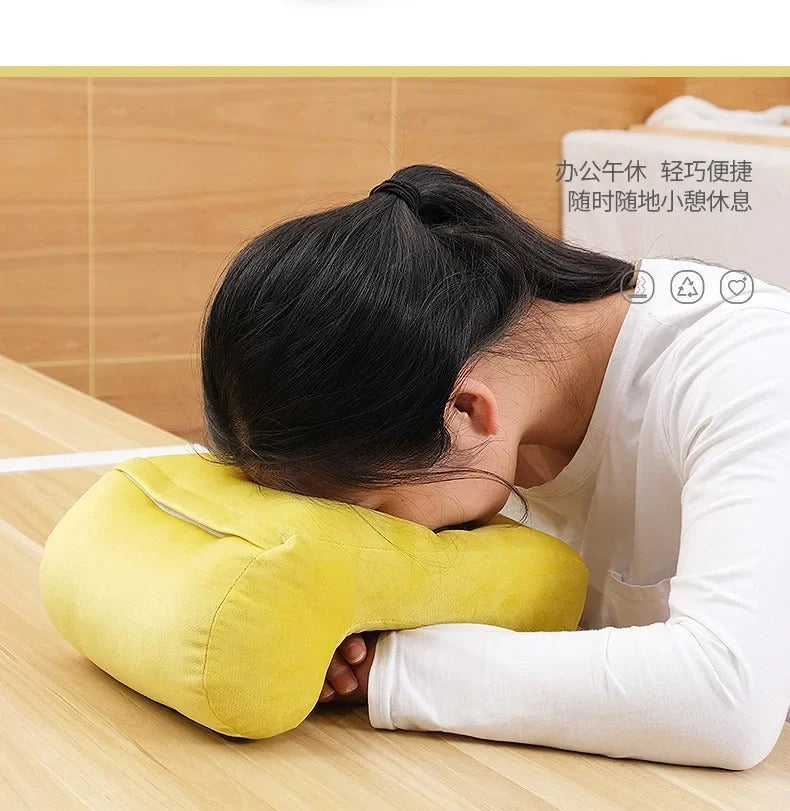 Multifunctional U-Shaped Neck Stretcher Pillow – Memory Foam Cushion for Office Naps and Back Support - Delicate Leather