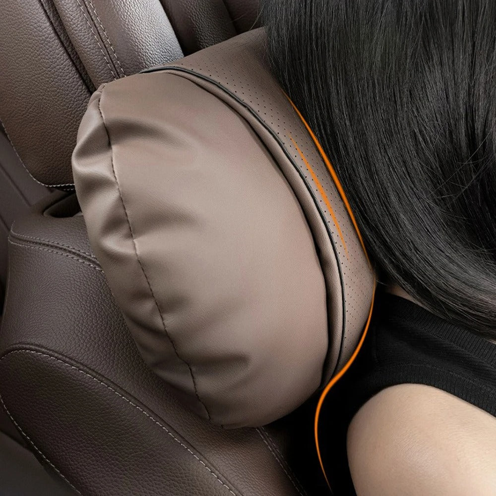 Luxury Nappa Leather Car Neck Pillow – Ergonomic Headrest Support for Car
