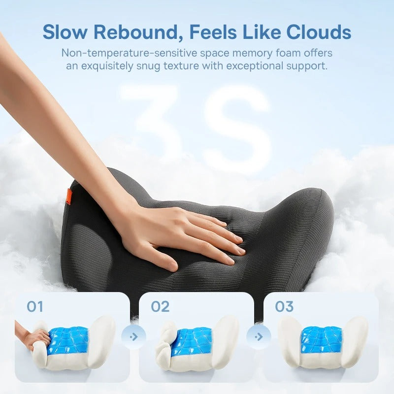 Car Cooling Headrest & Lumbar Pillow – 3D Memory Foam Neck & Waist Support Cushion - Delicate Leather