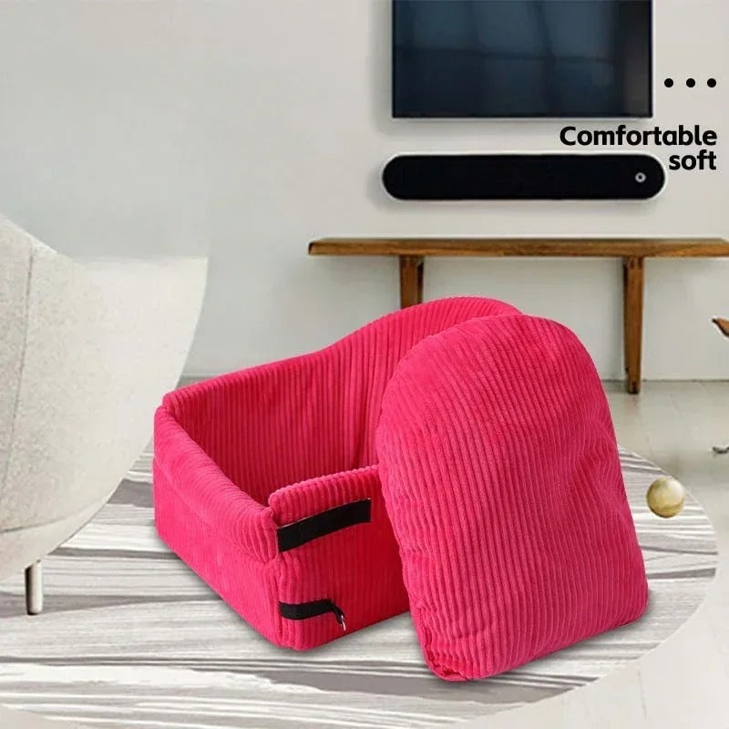 Portable Pet Car Seat – Washable Dog Travel Cushion and Bed for All Seasons - Delicate Leather