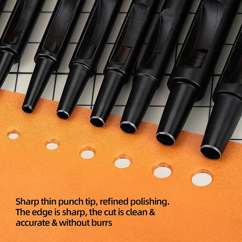 Plating Titanium Leather Hollow Punching Tool Set - Round Hole Puncher for DIY Crafts - Delicate Leather