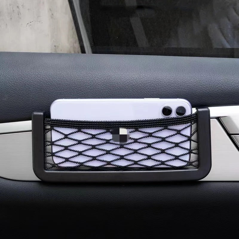 Car Mobile Phone Storage Bag – Multi-Functional Mesh Storage Rack for Interior Organization - Delicate Leather