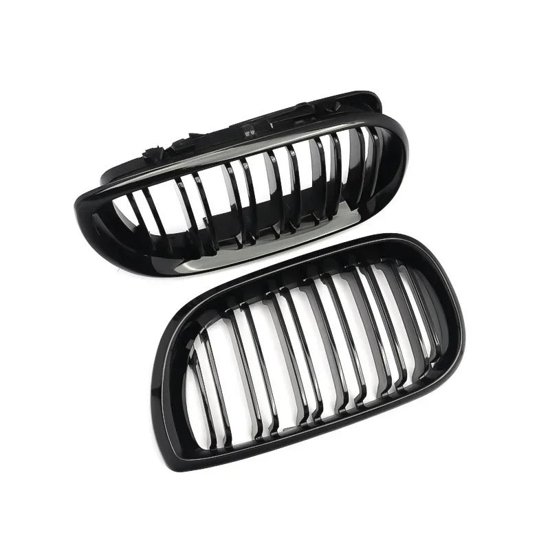 Gloss Black Double Line Kidney Grilles for BMW E46 3-Series (2001-2006 Facelift)