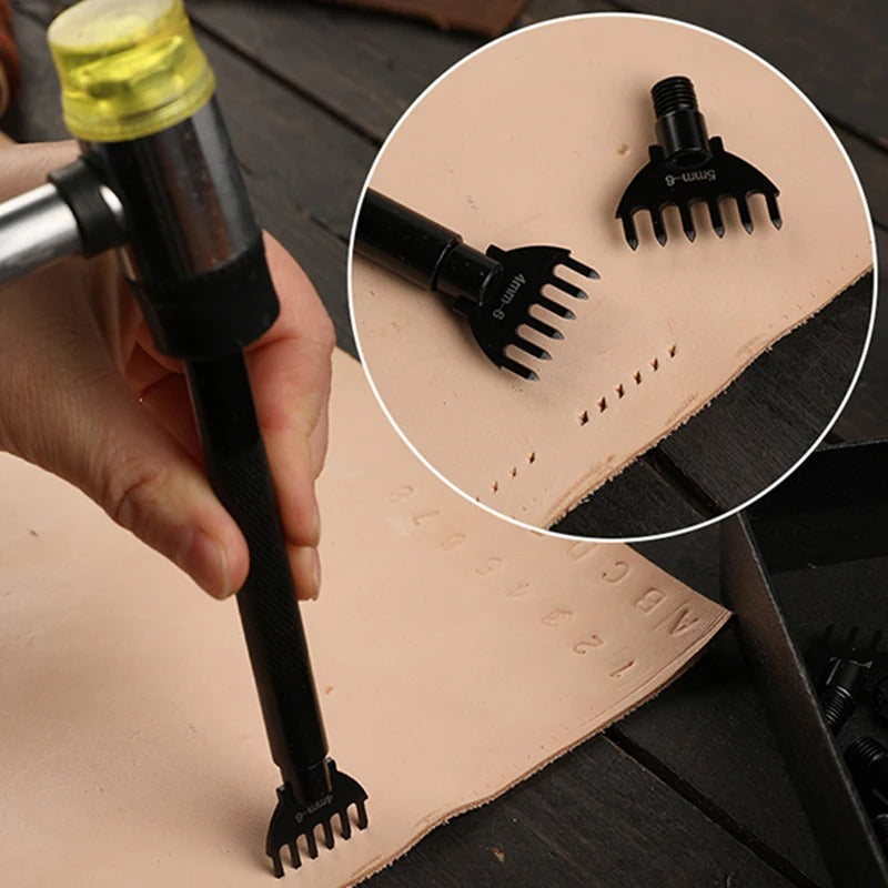 Leather Craft Tools Set – Groover, Cutting Knife, Hole Puncher, Edge Trimmer, and Polishing Tools - Delicate Leather