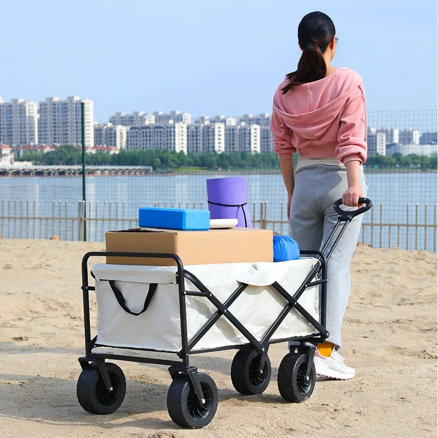 Collapsible Folding Utility Beach Cart – Heavy-Duty Large Capacity Wagon for Camping, Garden & Outdoor Use