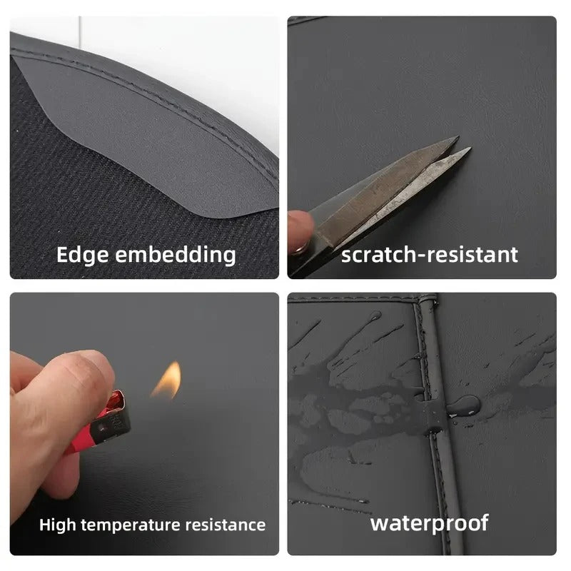 Tesla Model 3/Y Seat Back Protector – Leather Anti-Kick Pad with Storage - Delicate Leather