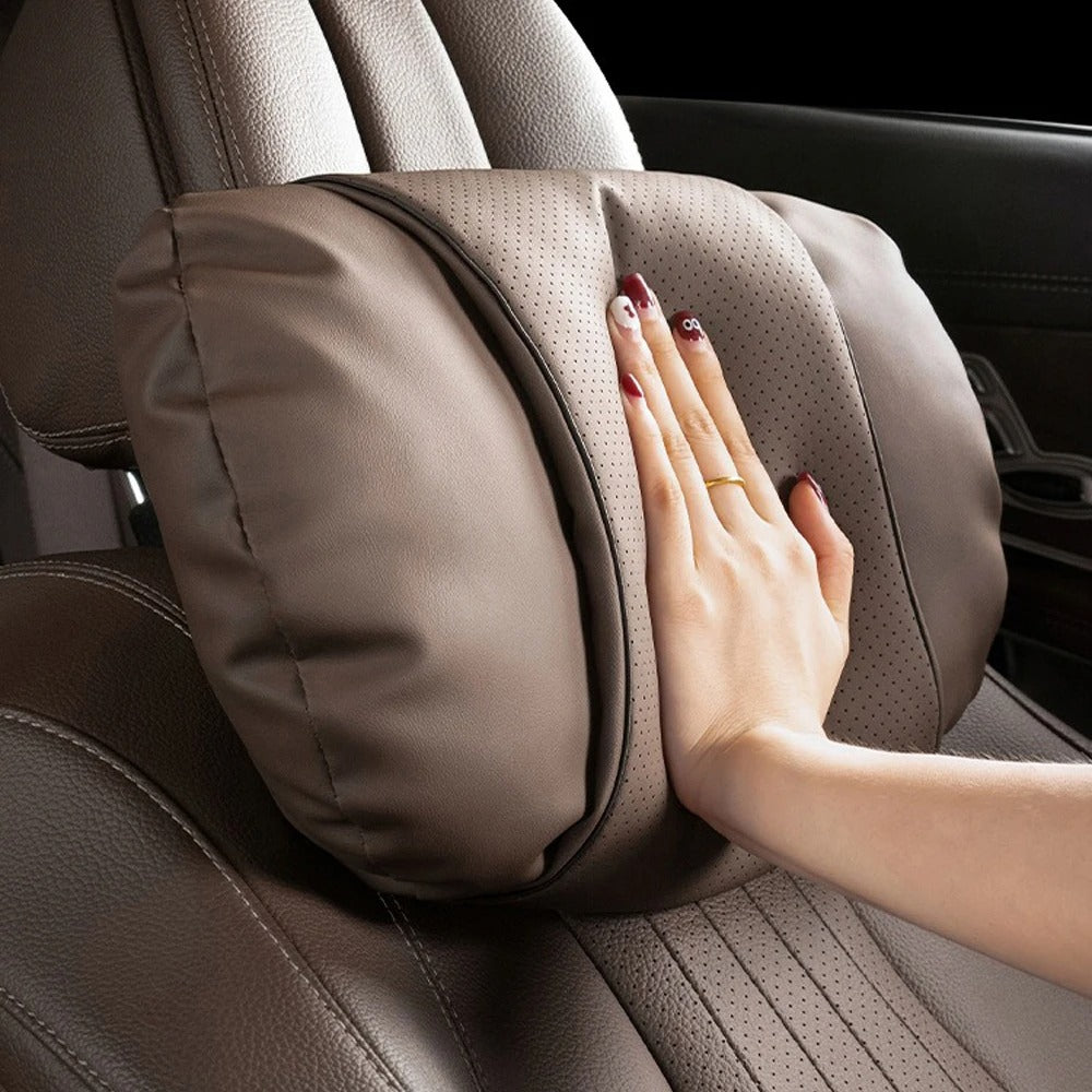 Luxury Nappa Leather Car Neck Pillow – Ergonomic Headrest Support for Car