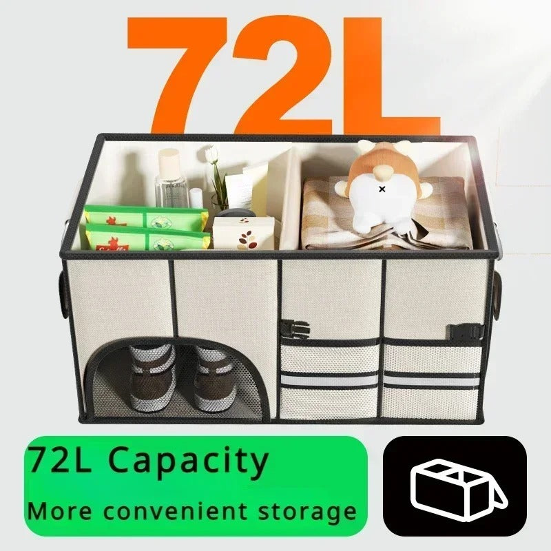 Foldable Car Trunk Organizer - Multi-Compartment Anti-Slip Storage Box for Car Interior - Delicate Leather