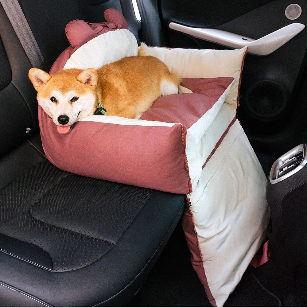 Portable Dog Car Seat & Puppy Bed - Adjustable Strap, Non-Slip, Travel & Home Use - Delicate Leather