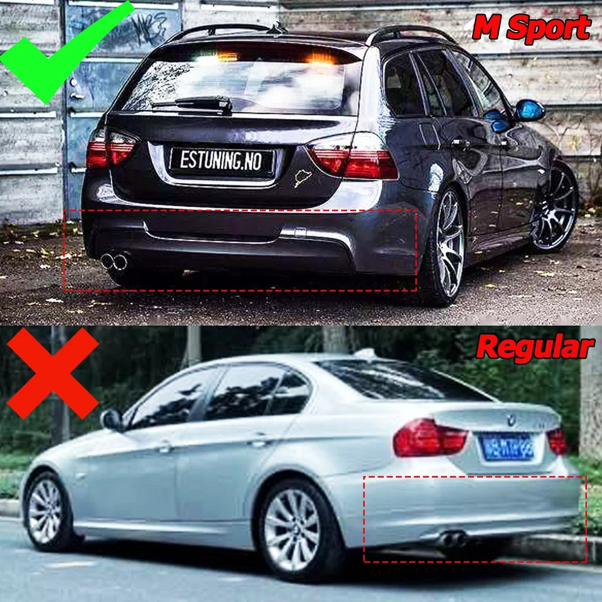 Glossy Black Performance Style Rear Bumper Diffuser for BMW 3 Series E90/E91 M Sport (2005-2013)