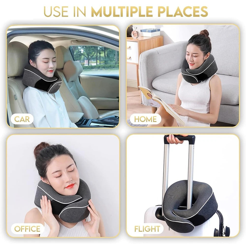 Portable U-Shaped Memory Foam Neck Pillow – Cervical Support for Travel, Noon Breaks, and Camping - Delicate Leather