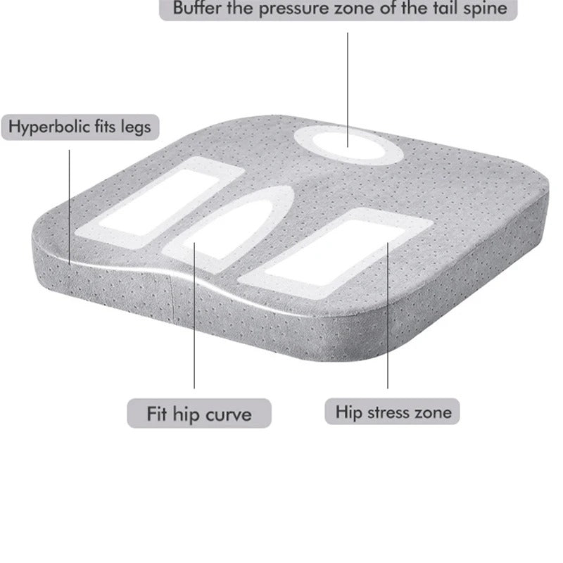 Ergonomic Memory Foam Office and Car Cushion – Anti-Hemorrhoid Chair Pillow for Comfortable Sitting - Delicate Leather