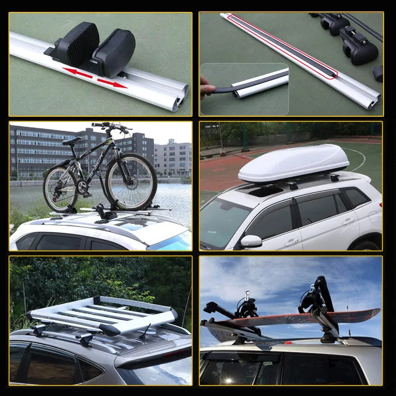 Universal 135CM Car Roof Rack Crossbars - Aluminum Cross Bars for Vehicles with Side Rails, 75KG/150LBS Capacity - Delicate Leather