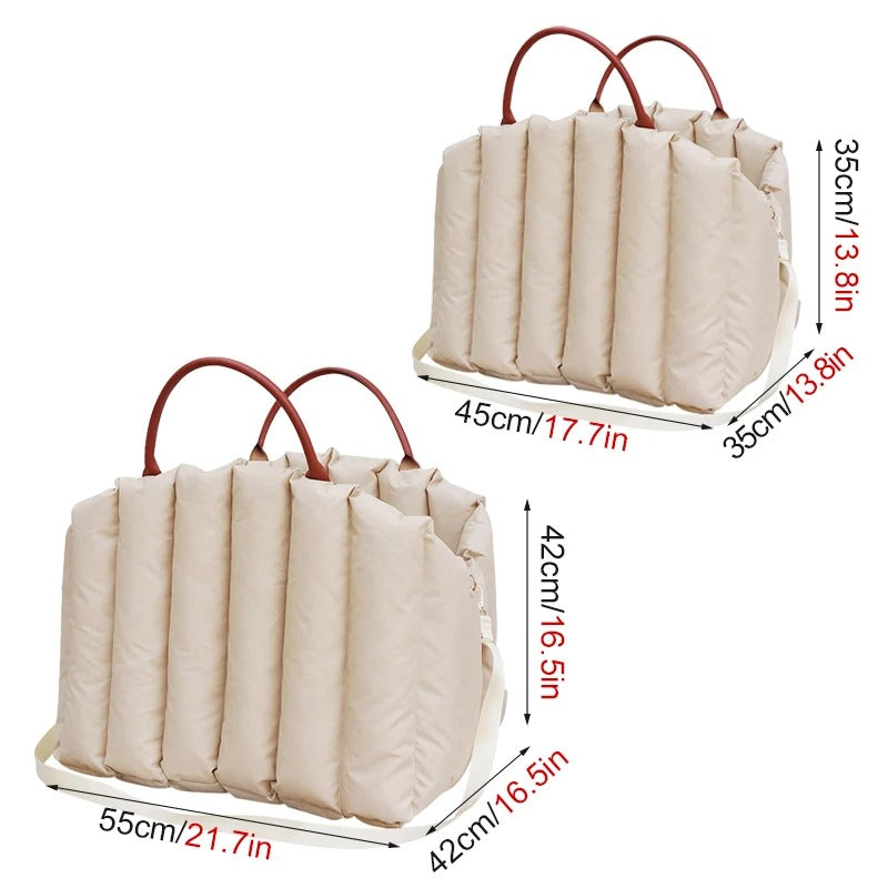 Safety Dog Car Carrier Handbag Seat - Portable Puppy Tote for Small Dogs & Cats - Delicate Leather