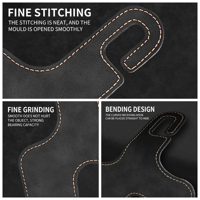 Double Hook Seat Back Storage – Flip Fur Leather Hooks for Car Front Seat - Delicate Leather