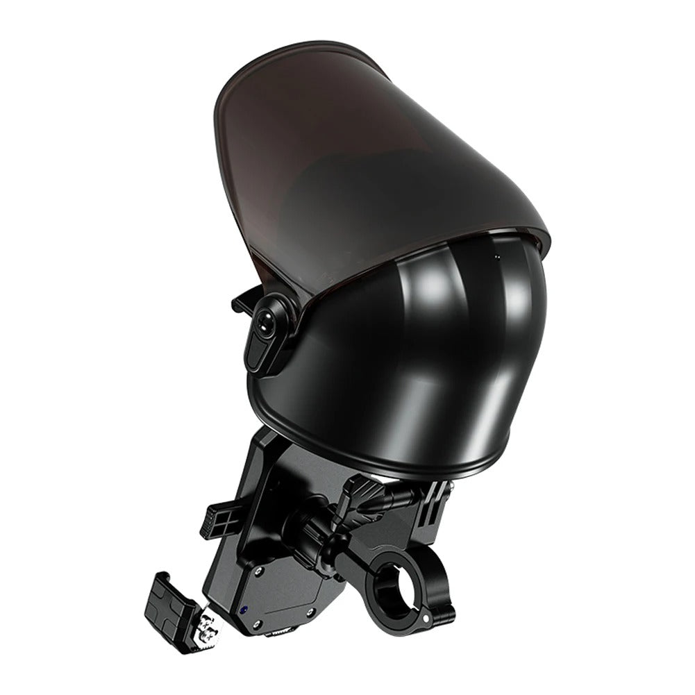 Small Helmet Motorcycle Phone Holder Sunshade & Rainproof Mobile Phone Umbrella - Delicate Leather