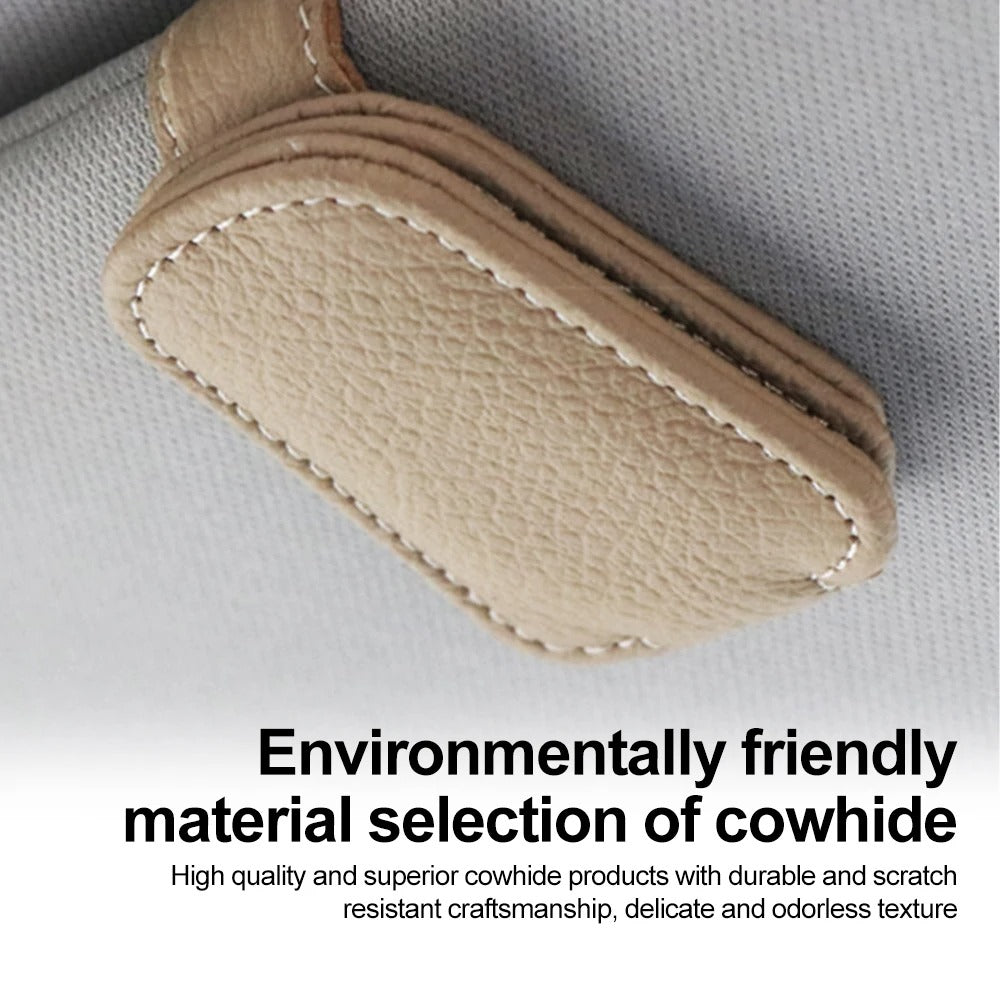 PU Leather Car Sun Visor Glasses Holder – Sunglasses and Card Organizer ( 2 PCS ) - Delicate Leather