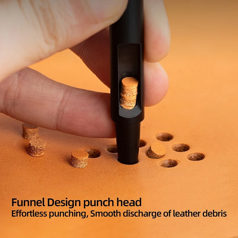 Plating Titanium Leather Hollow Punching Tool Set - Round Hole Puncher for DIY Crafts - Delicate Leather