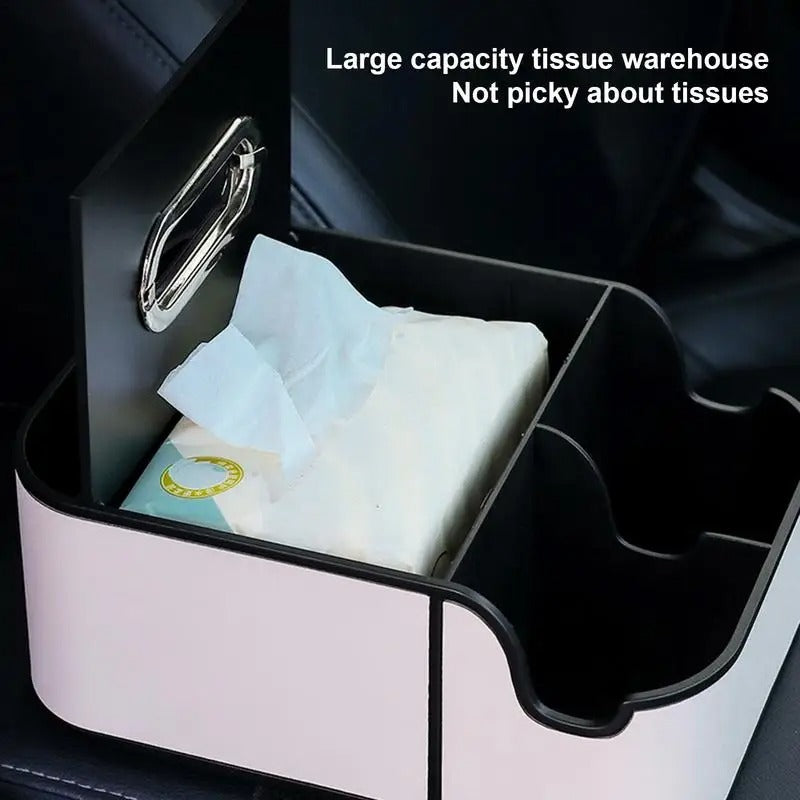 Car Armrest Organizer – PU Leather Storage Box for Seat & Console - Delicate Leather