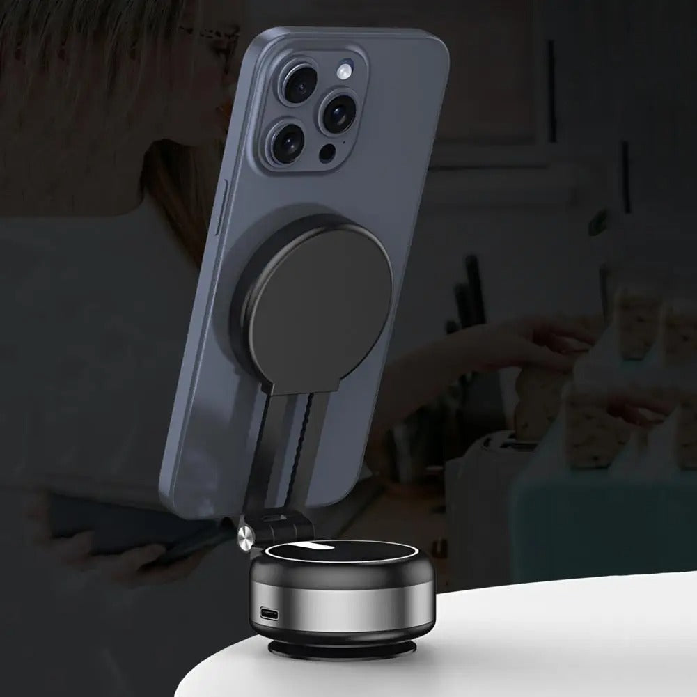 Magnetic Car Phone Holder with Electric Suction Cup – 360° Rotating Telescopic Stand for Phones and Tablets