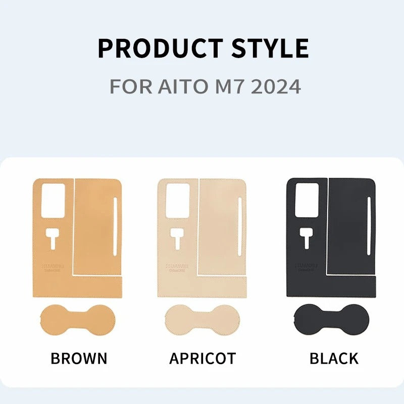 Leather Central Control Panel Stickers & Cup Mat – For SERES AITO M7 2024 - Delicate Leather