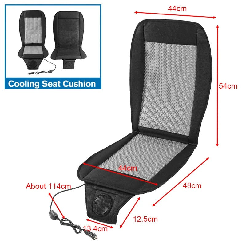 DC 12V 3D Spacer Car Cooling Seat Cushion with 8-Fan Ventilation – Summer Air Conditioned Seat Pad - Delicate Leather