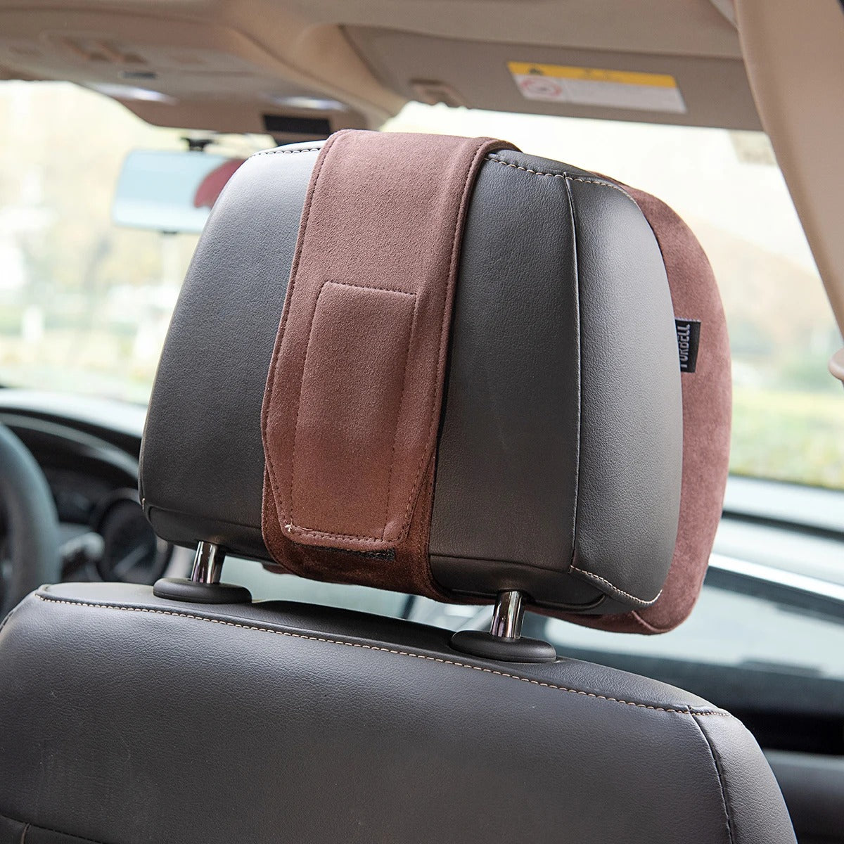 Car Headrest Pillow – Suede Fabric Memory Foam Neck Support for Comfort