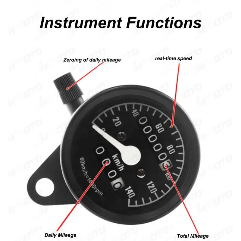 LED Retro Digital Tachometer – 12V Motorcycle Speedometer with Dual Mileage Display & GPS - Delicate Leather