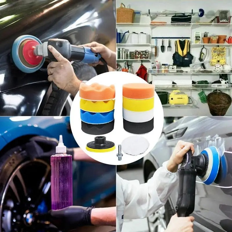 Car Polishing Pad Kit – Sponge & Wool Pads with Drill Adapter for Polishing, Sanding, and Waxing - Delicate Leather