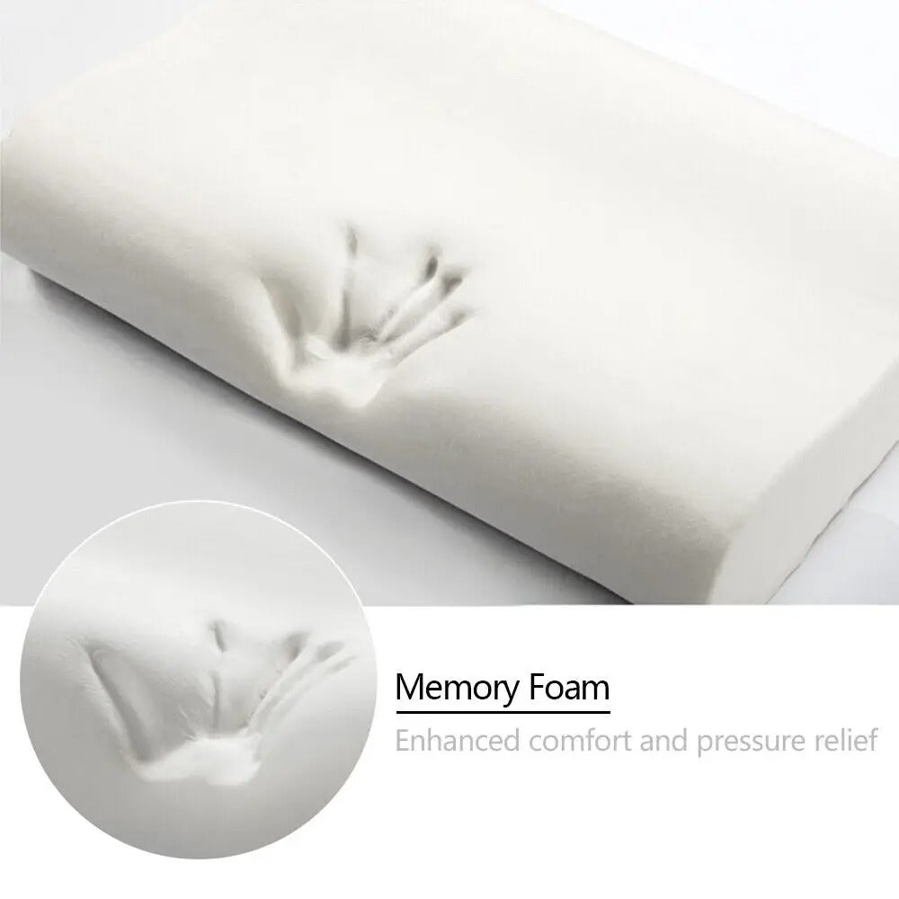 Orthopedic Memory Foam Pillow – Cervical Neck Support with Bamboo Fiber Cover - Delicate Leather