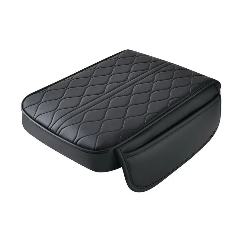 Universal Car Armrest Box with Storage, Heightened Leather Memory Foam Cushion Pad – Protective Support for Auto Center Console - Delicate Leather
