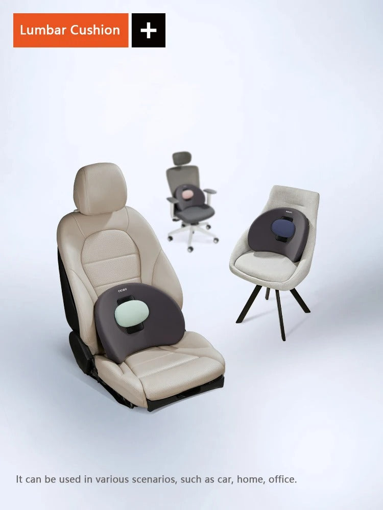 Memory Foam Car Seat Back Support – Lumbar Cushion for Low Back Pain Relief - Delicate Leather