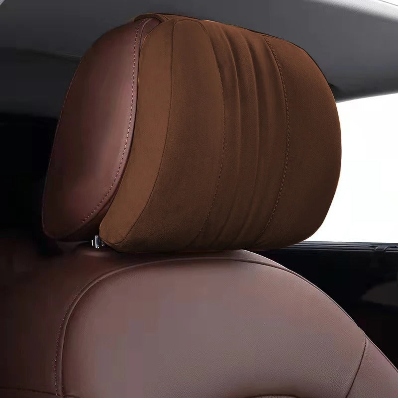 Memory Foam Car Neck Pillow – Suede Headrest for Driving Comfort - Delicate Leather