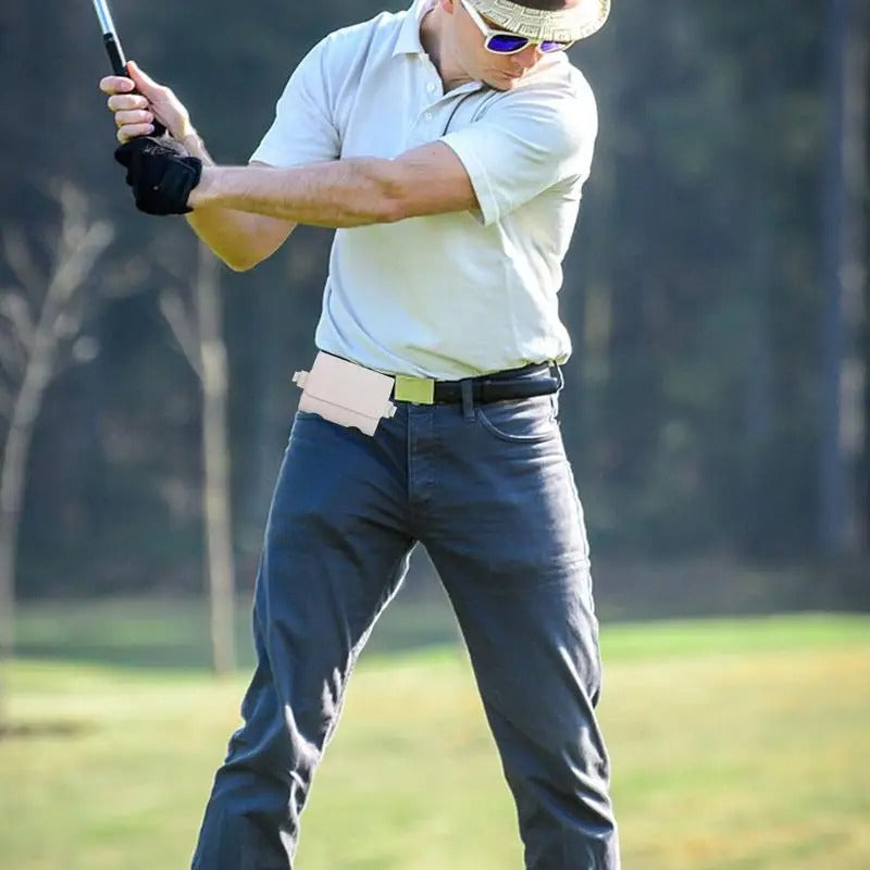 Portable Golf Storage Waist Bag – Fanny Pack with Hanging Clip for Golf Balls & Tees - Delicate Leather