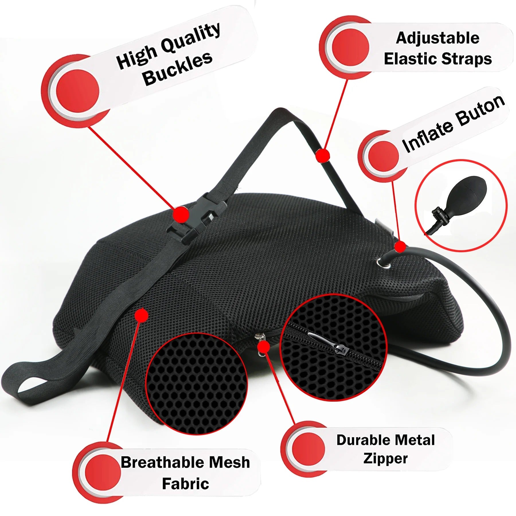 Portable Inflatable Lumbar Support Pillow – Ergonomic Cushion for Back Pain Relief - Delicate Leather