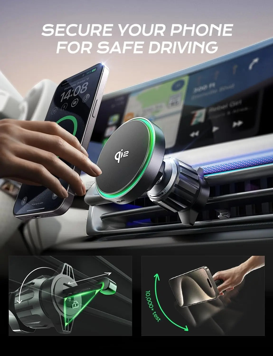 15W Magnetic Wireless Car Charger – MagSafe Phone Holder for iPhone 12/13/14/15/16 Pro Max