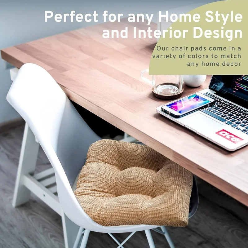 Non-Skid Foam Chair Pads – Bamboo Tan Memory Foam Seat Cushions (Set of 2) - Delicate Leather